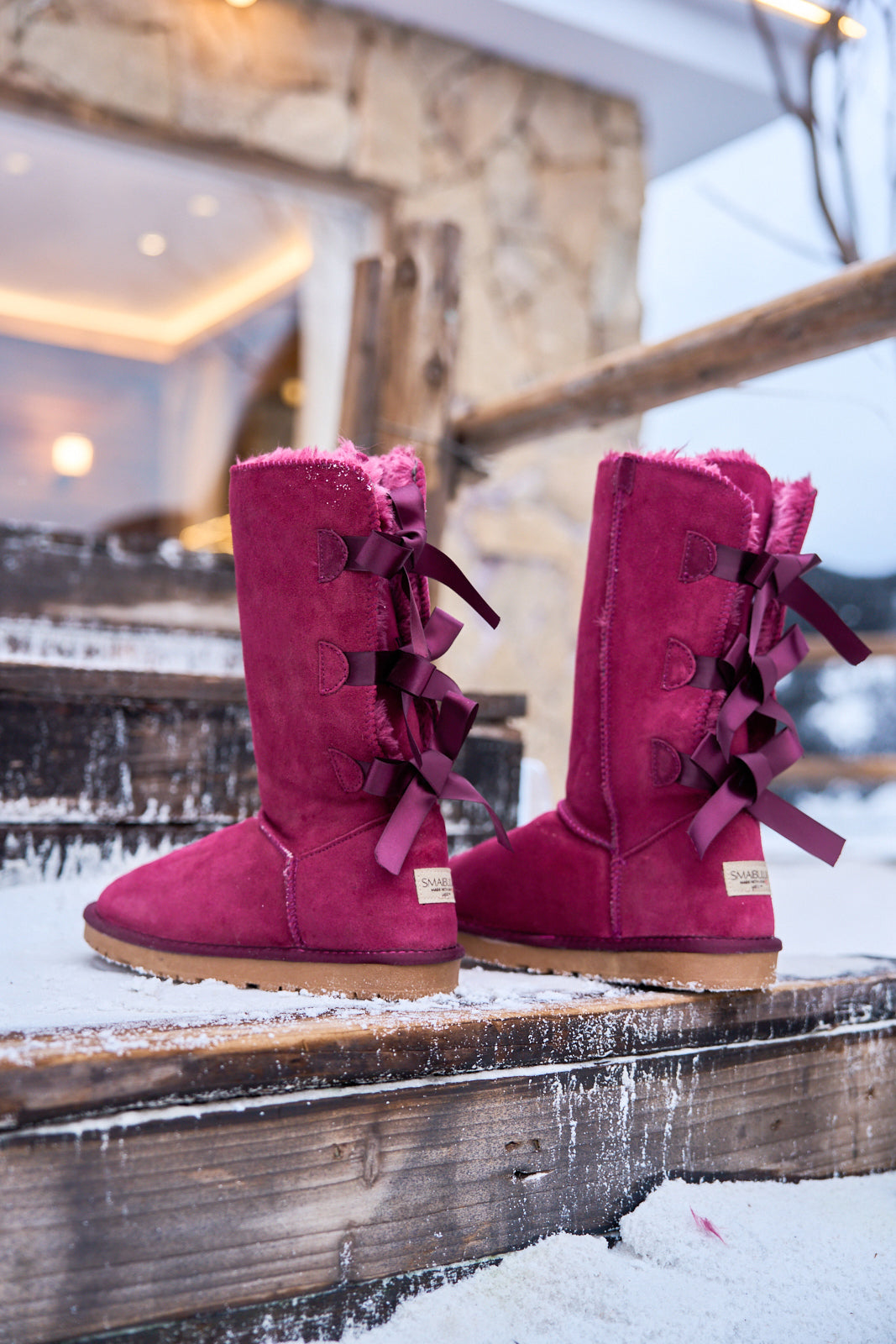 UGG Tri Ribbon Bow Suede Boots - Claret