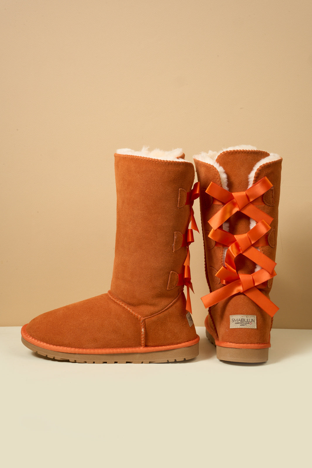 UGG Tri Ribbon Bow Suede Boots - Orange