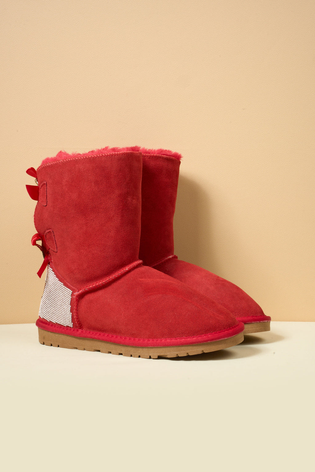 UGG Rhinestone Dual Bailey Bow Glam UGG Boots - Red