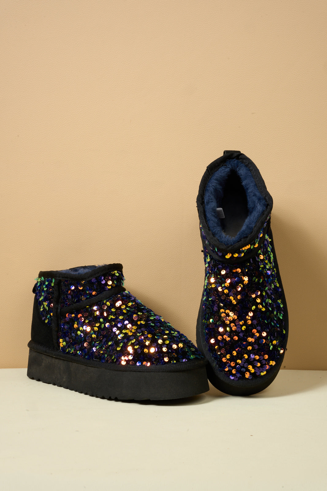 UGG Mini Glitter Low Ankle Platform Boots - Multi