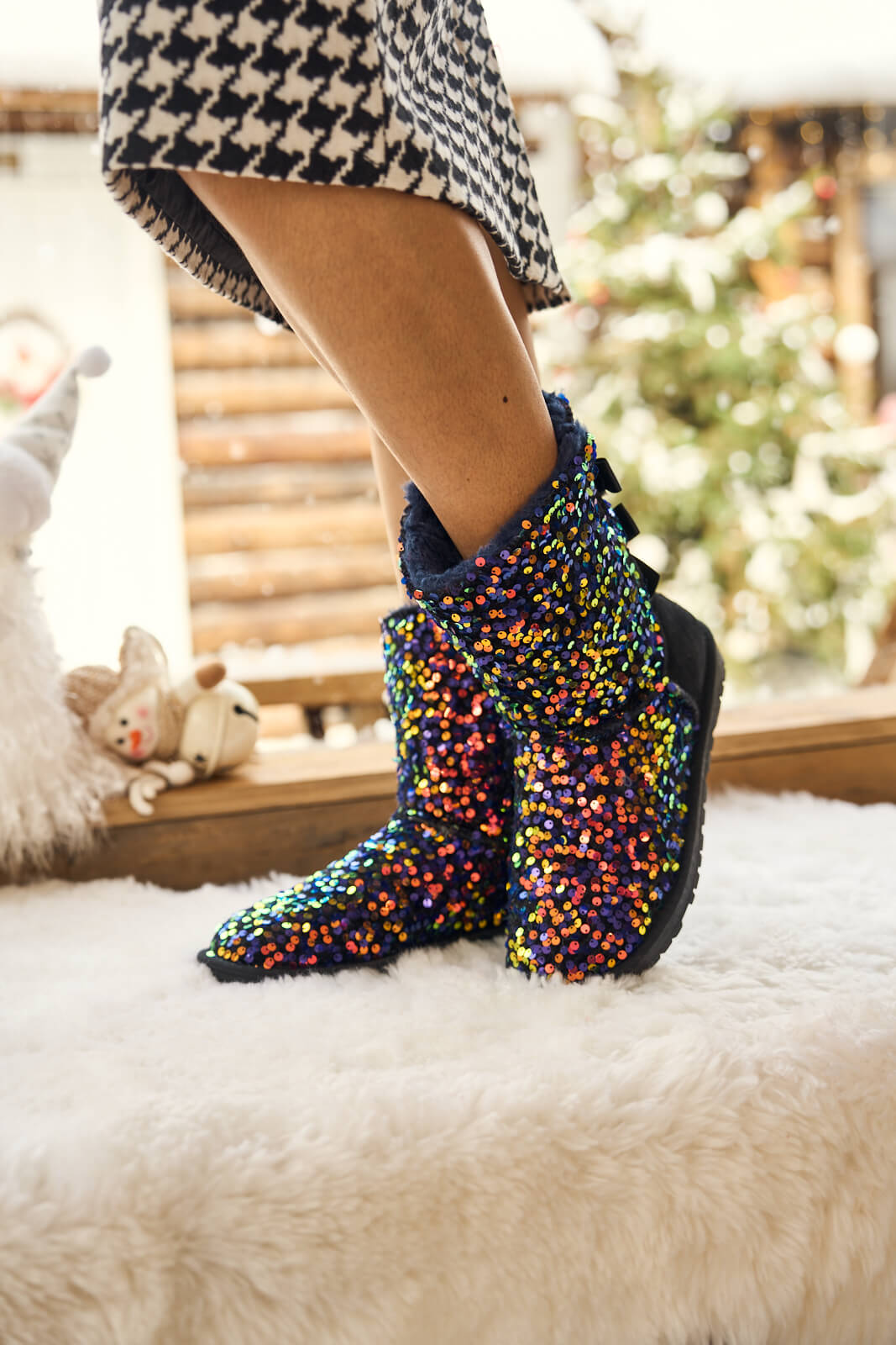 UGG Haute Holidays Sequin Glam Shearling Boots - Multi