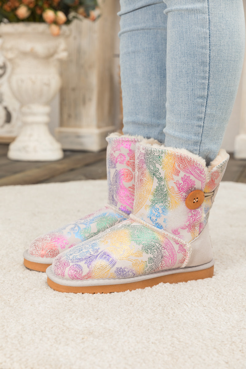 UGG Faux Fur-Lined Side Button Shearling Boots