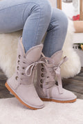 UGG Ribbon Lace-Up Faux Fur-lined Suede Boot - Ash