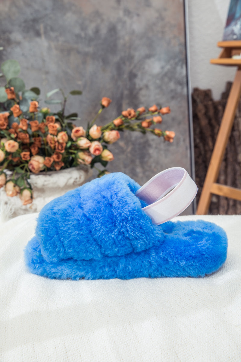 UGG Fluffy Soft Wool Snug Slipper Sandals - Azure