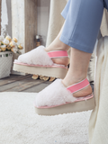 UGG Soft Woolen Fluffy Disco Sandal Slipper - Baby Pink
