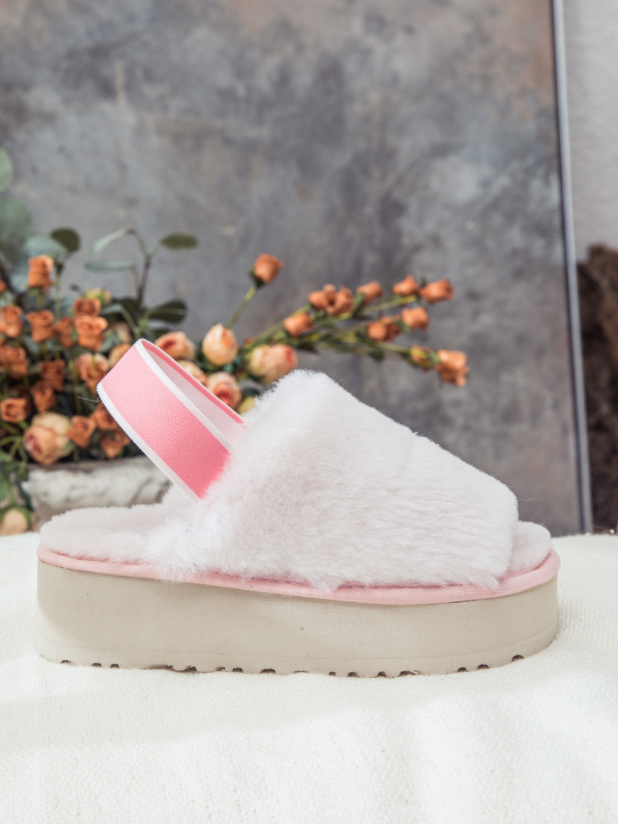 UGG Soft Woolen Fluffy Disco Sandal Slipper - Baby Pink
