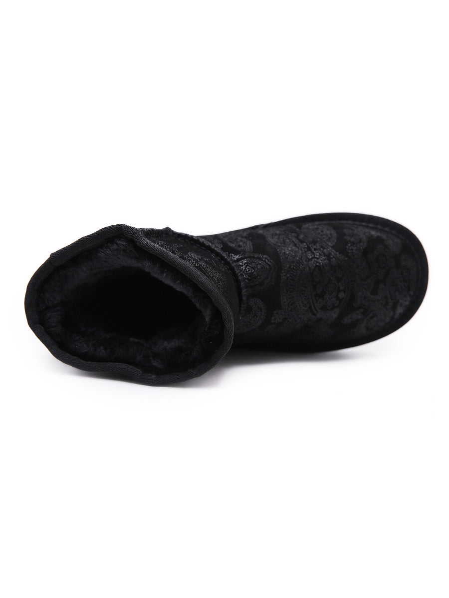 UGG Embroidered Faux Fur-Lined Leather Suede Boot