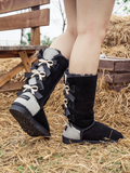 UGG Rhinestone Ribbon Tri-Tie Bow Suede Boots - Black