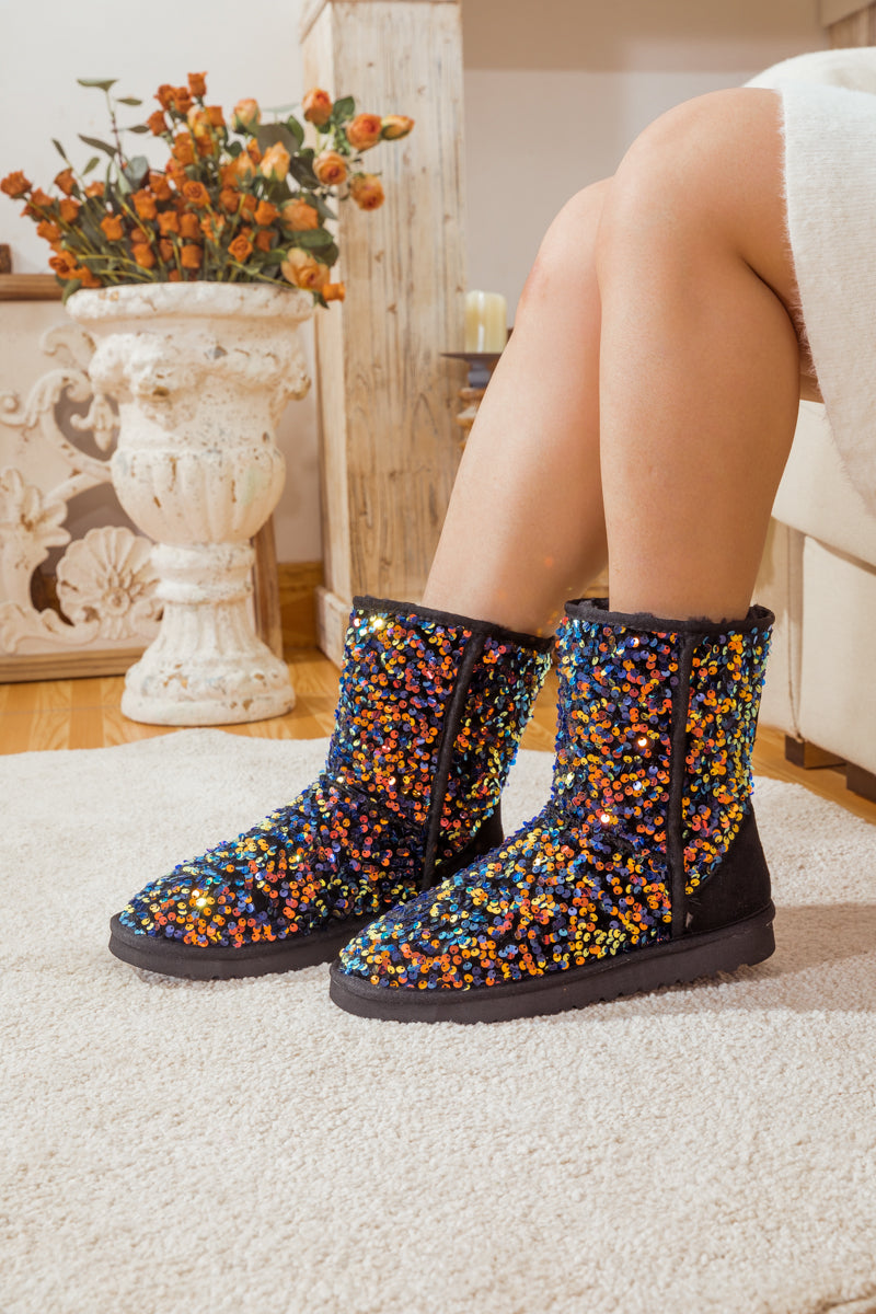 UGG Dallas Glam Sequin Shearling Boots - Black