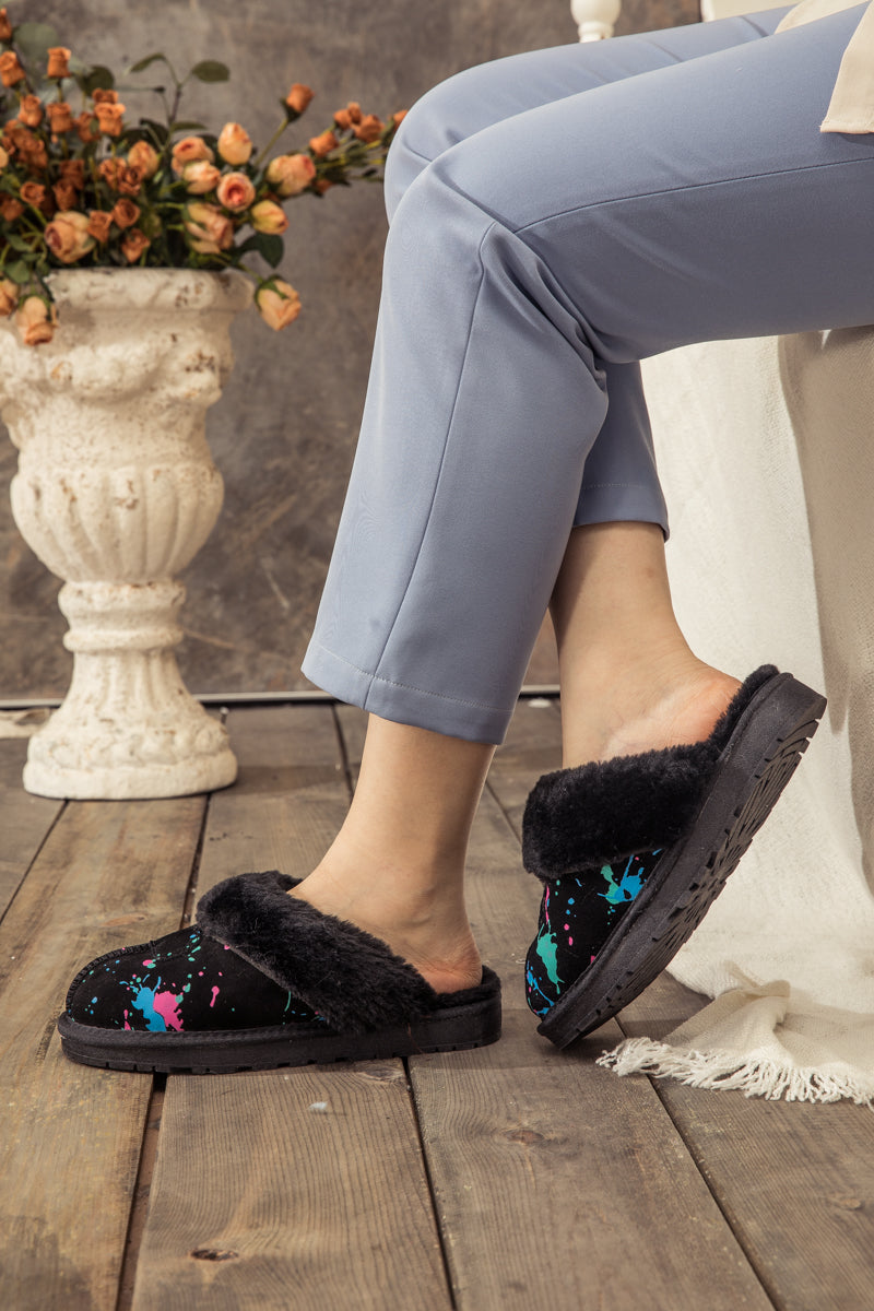 UGG Faux-Fur-Lined Suede Upper Slipper - Black
