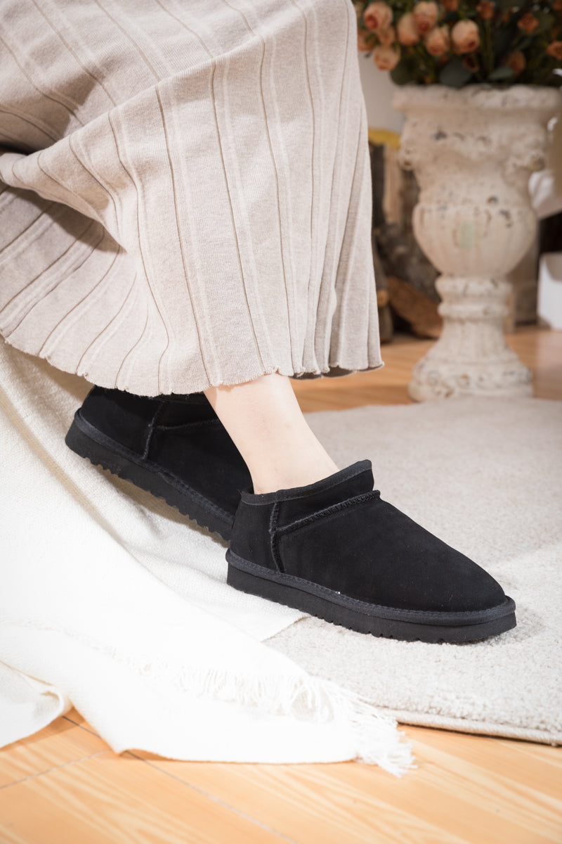 UGG Faux-Fur-Lined Suede Tasman Ankle Boot - Black