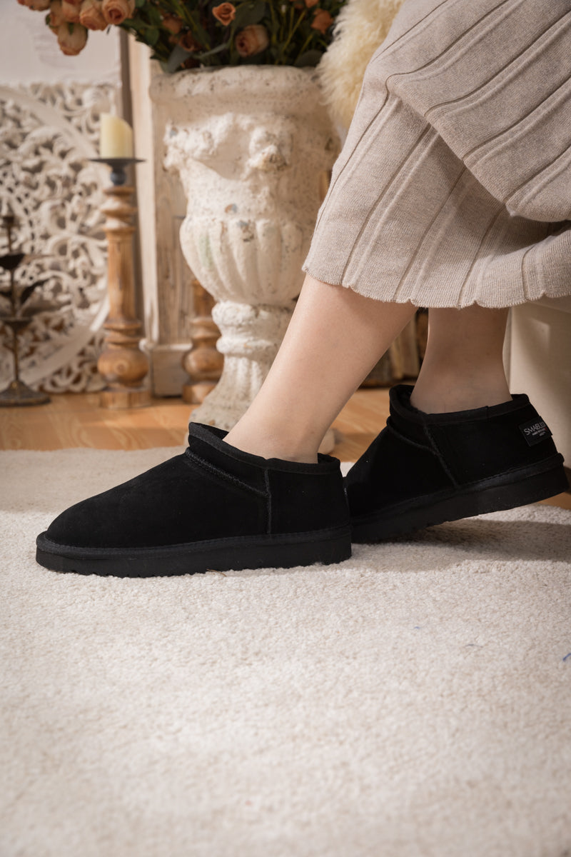 UGG Faux-Fur-Lined Suede Tasman Ankle Boot - Black