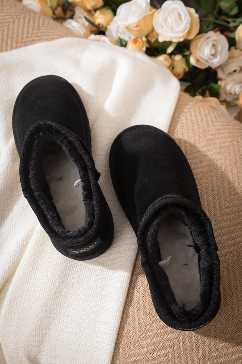 UGG Faux-Fur-Lined Suede Tasman Ankle Boot - Black