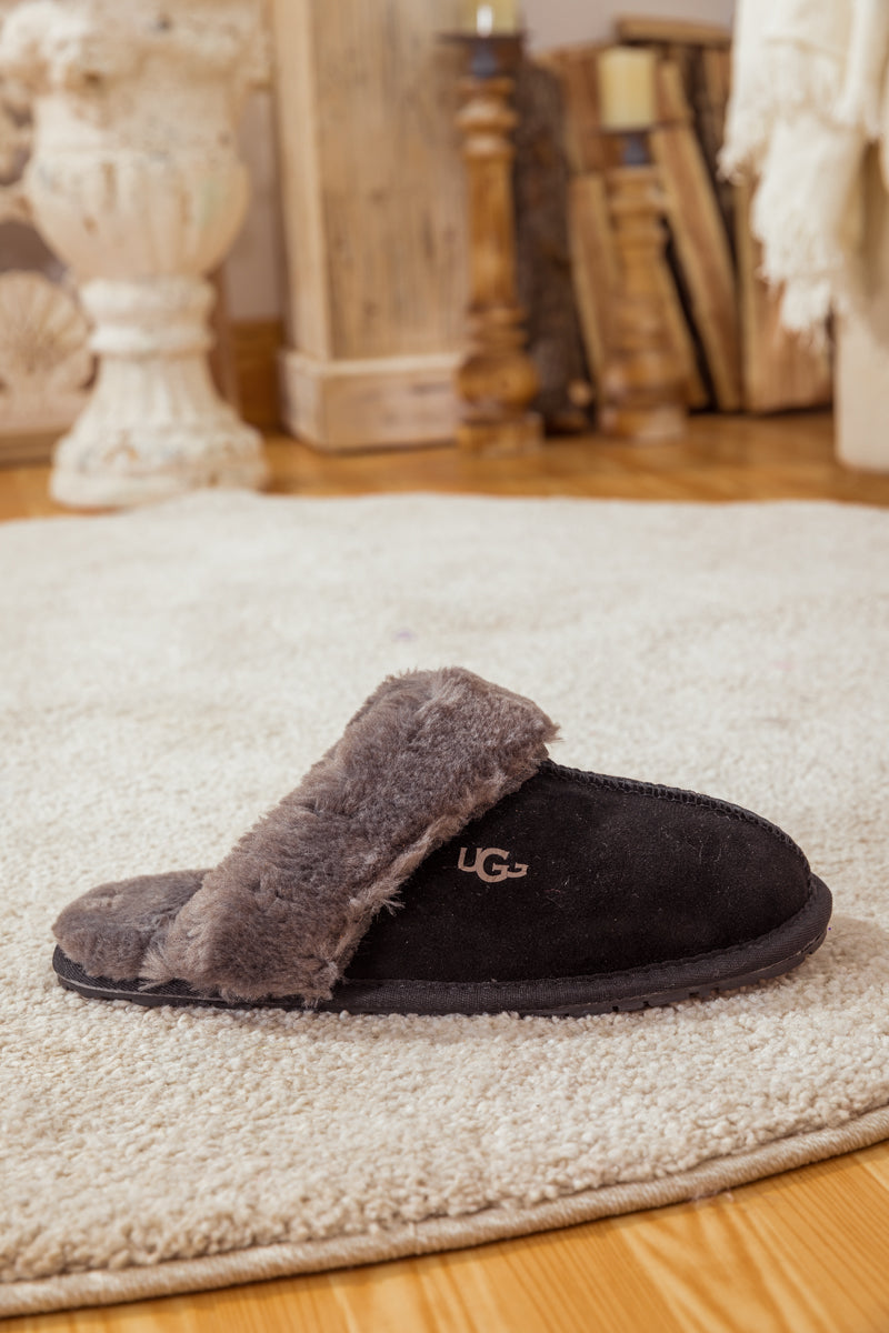 UGG Wool-Lined Tasman Suede Slipper - Black