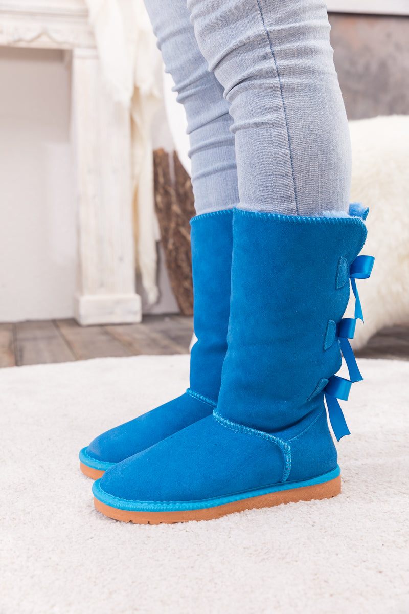 UGG Tri Ribbon Bow Suede Boots - Blue
