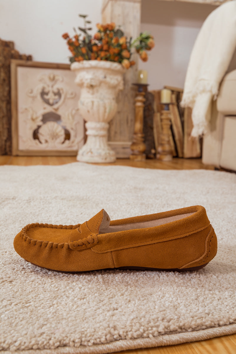 UGG Leather Suede Moccasin Loafer - Chestnut
