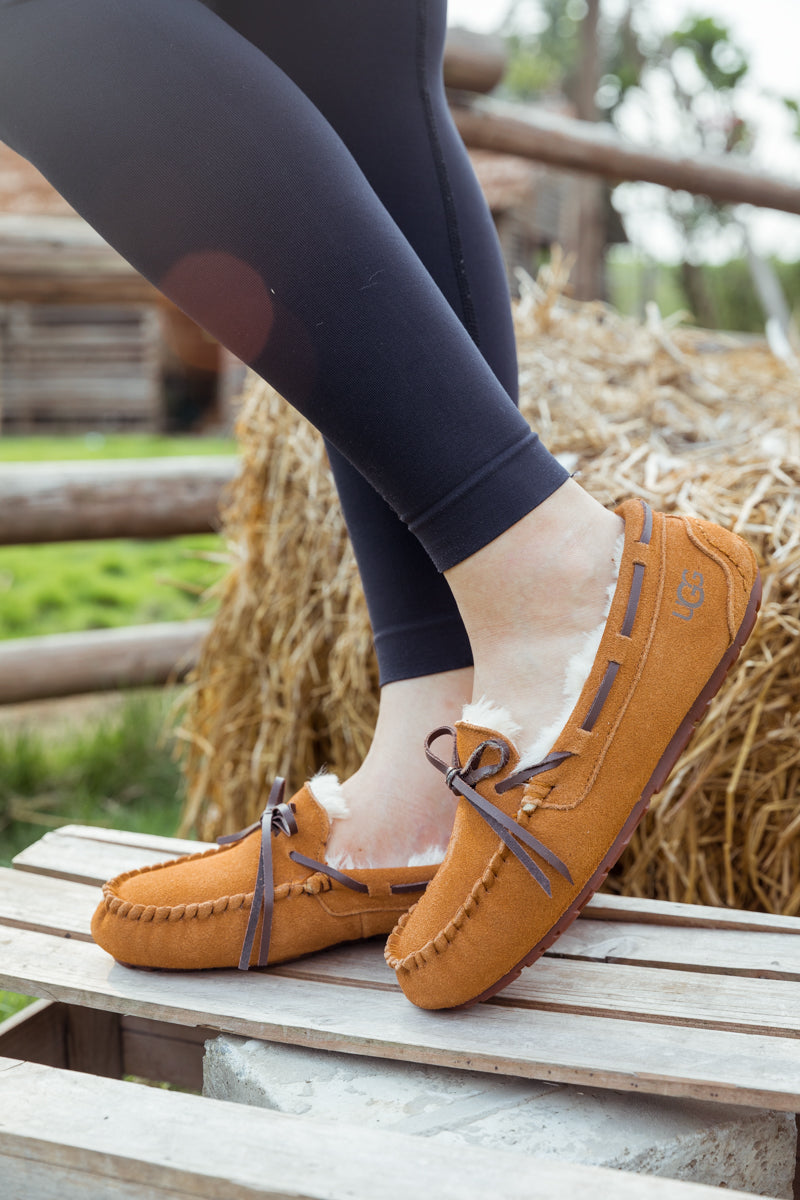UGG Wool-Lined Suede Moccasin - Chestnut