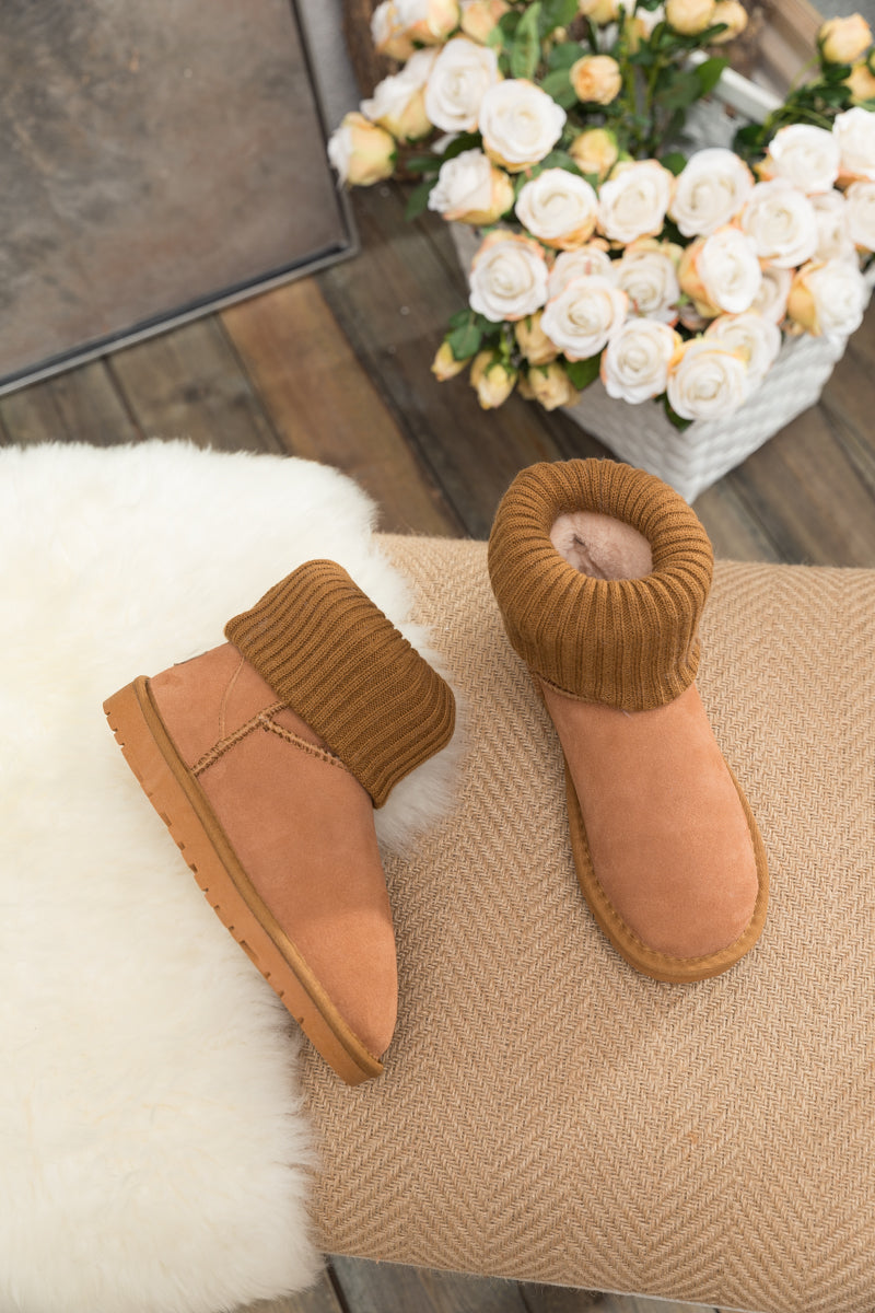 UGG Faux Fur Knit Ankle Mini Boots