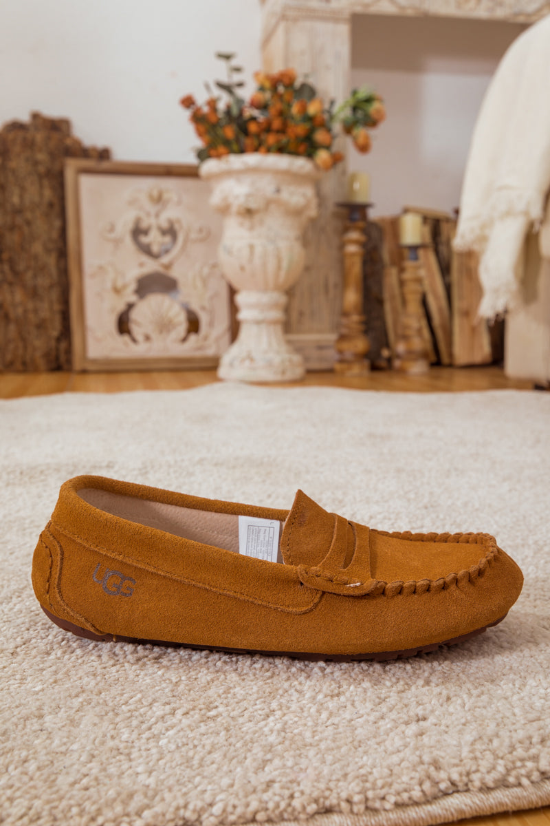 UGG Leather Suede Moccasin Loafer - Chestnut