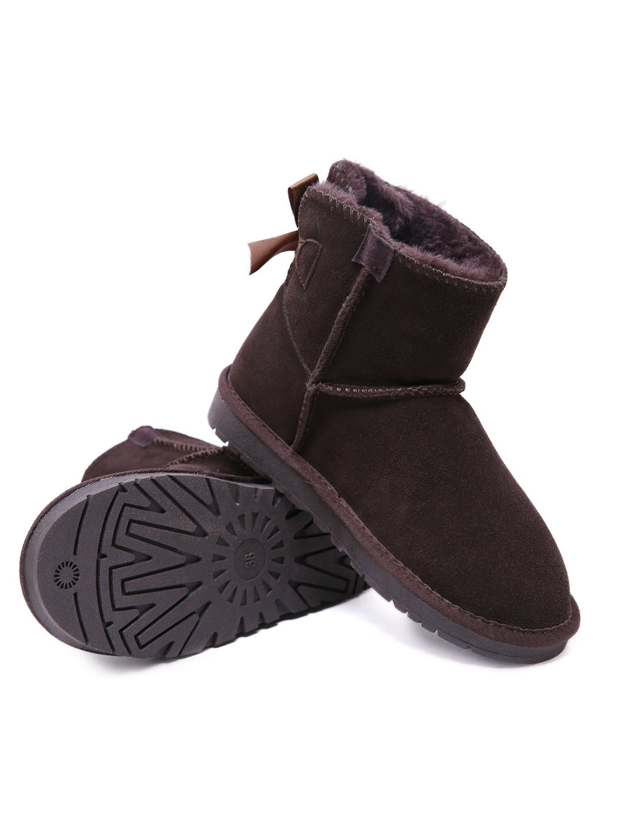 UGG Ribbon Bow Faux Fur-Lined Mini UGG Boots