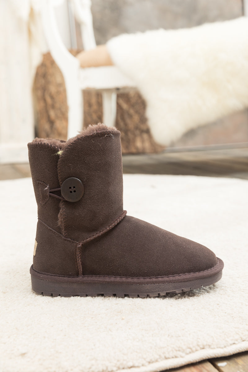 UGG Faux Fur-Lined Classic Side Button UGG Boot - Chocolate