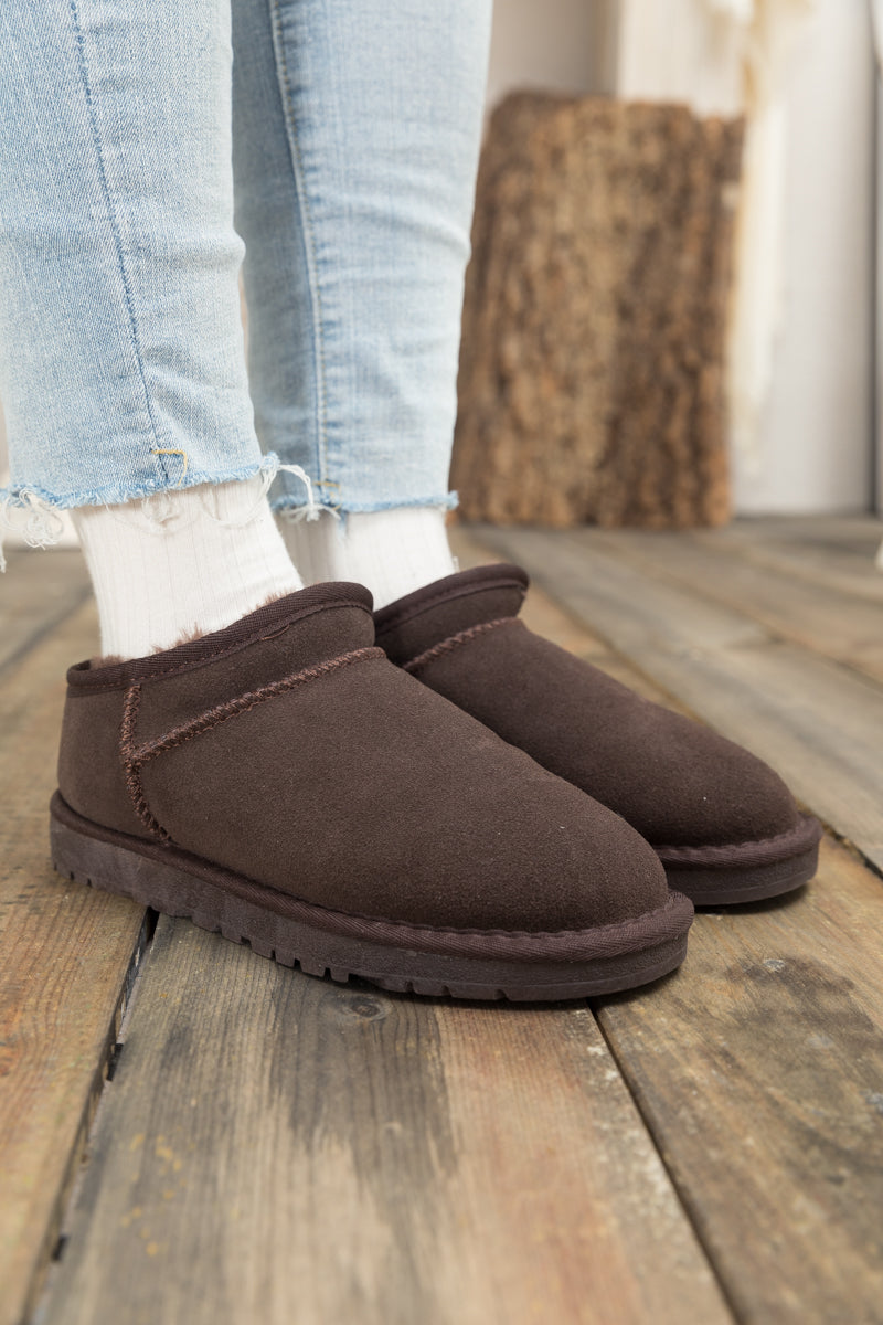UGG Faux-Fur-Lined Suede Tasman Ankle Boot - Chocolate