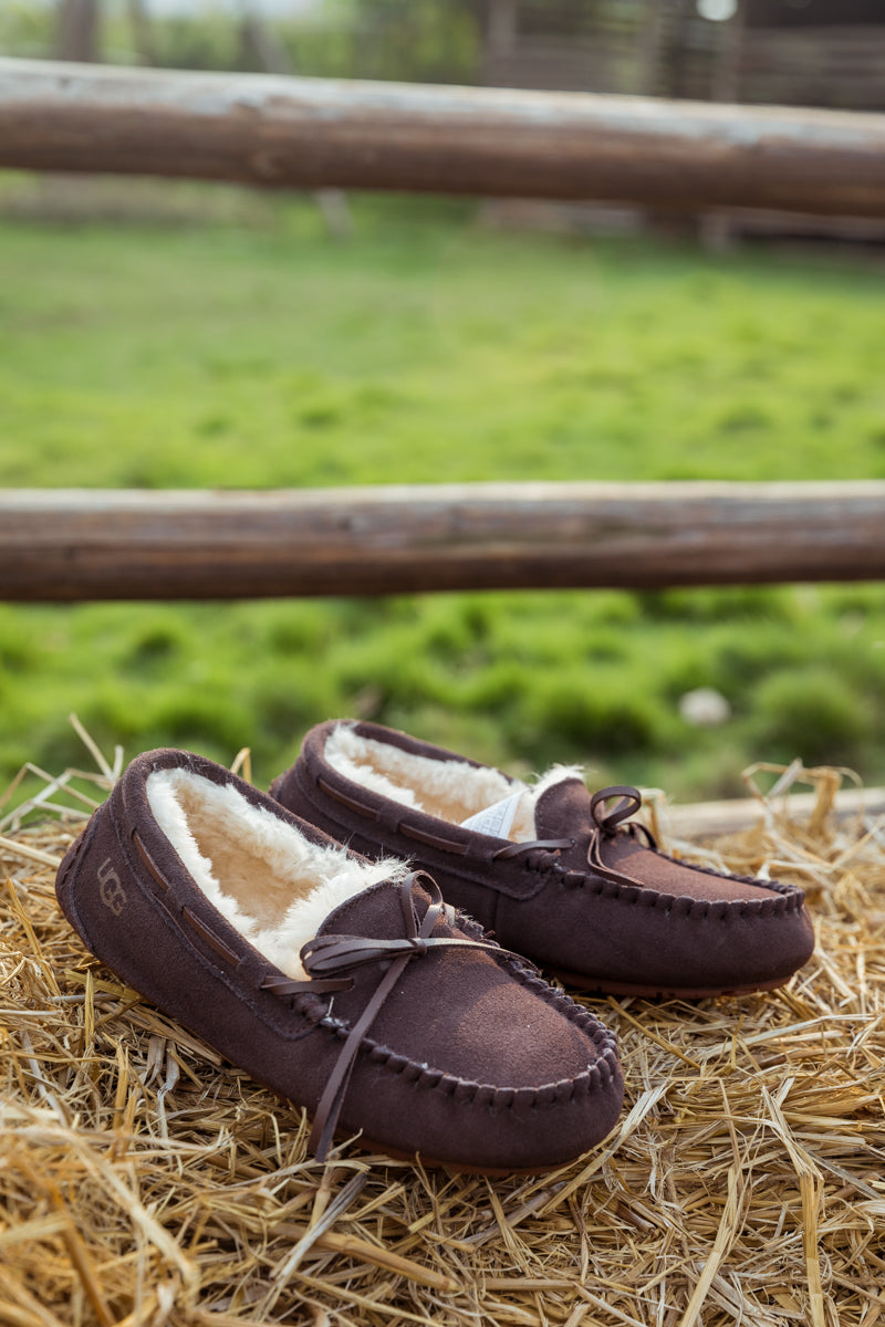 UGG Wool-Lined Suede Moccasin - Chocolate