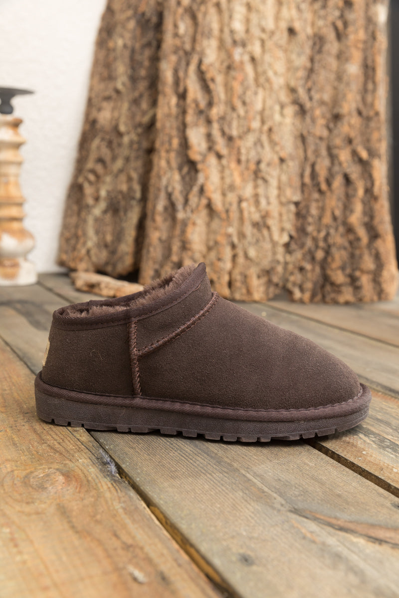 UGG Faux-Fur-Lined Suede Tasman Ankle Boot - Chocolate