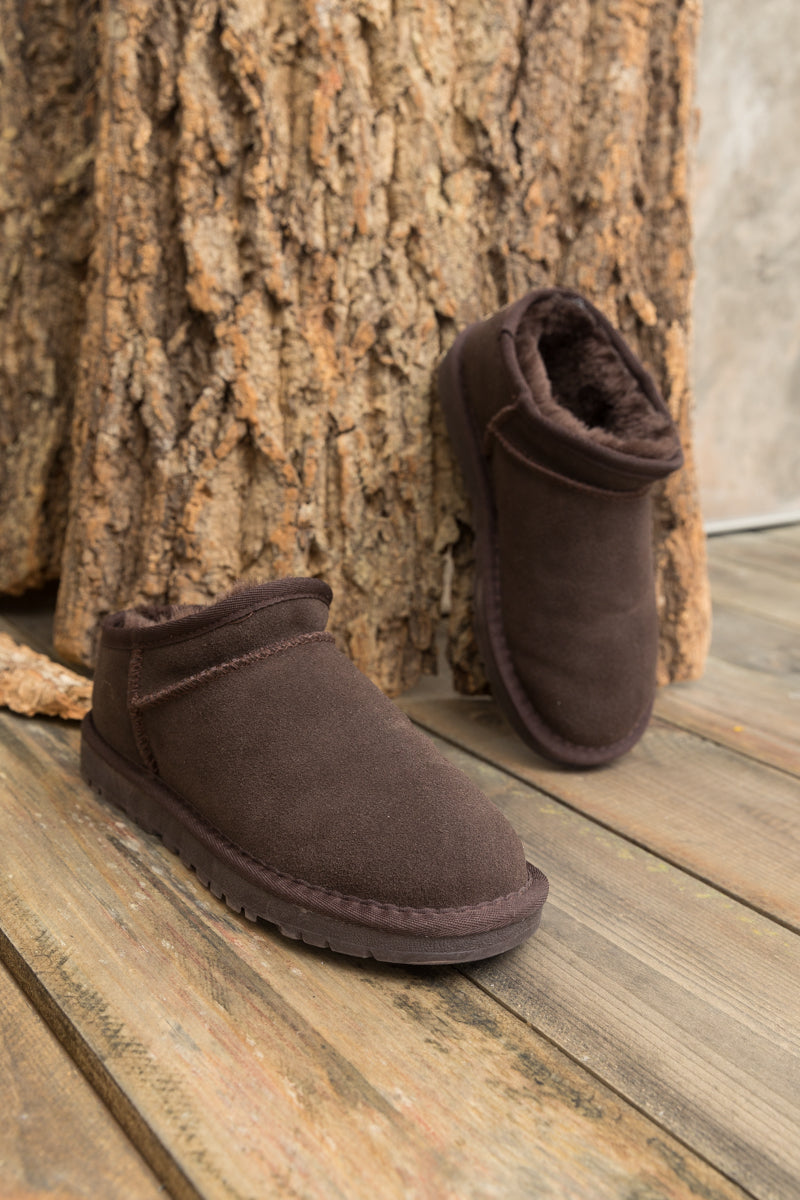 UGG Faux-Fur-Lined Suede Tasman Ankle Boot - Chocolate