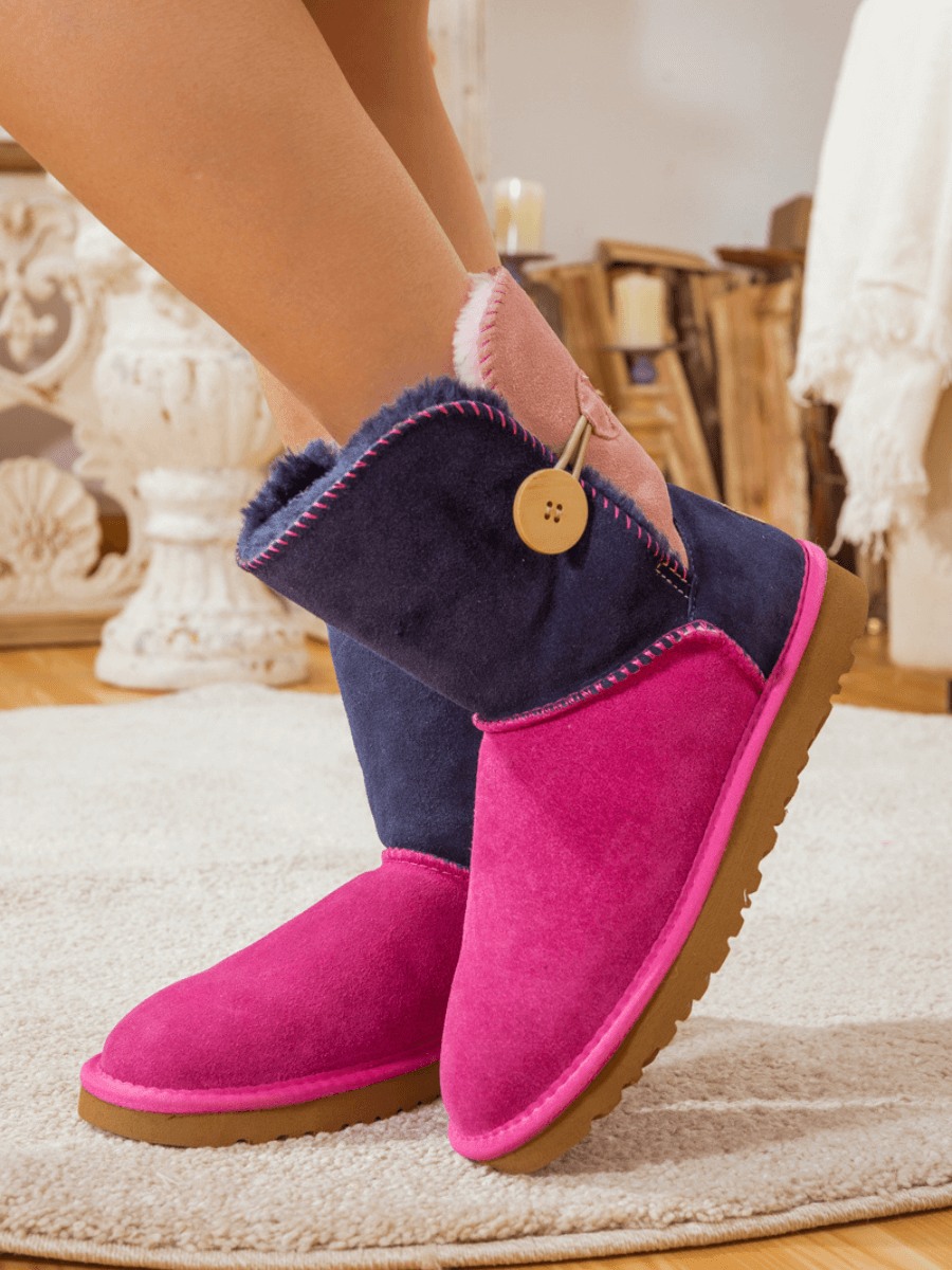 UGG Color Block Side Button Suede Boot - Fuchsia
