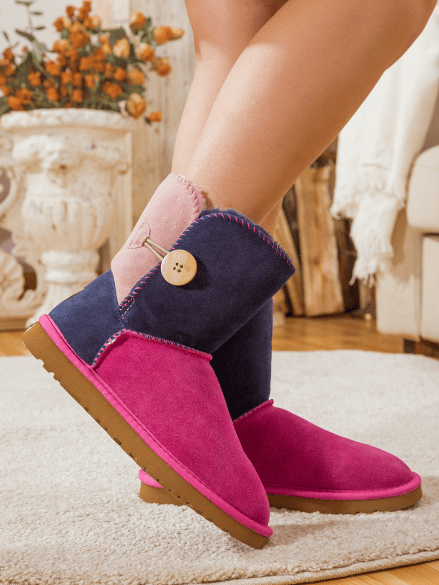UGG Color Block Side Button Suede Boot - Fuchsia