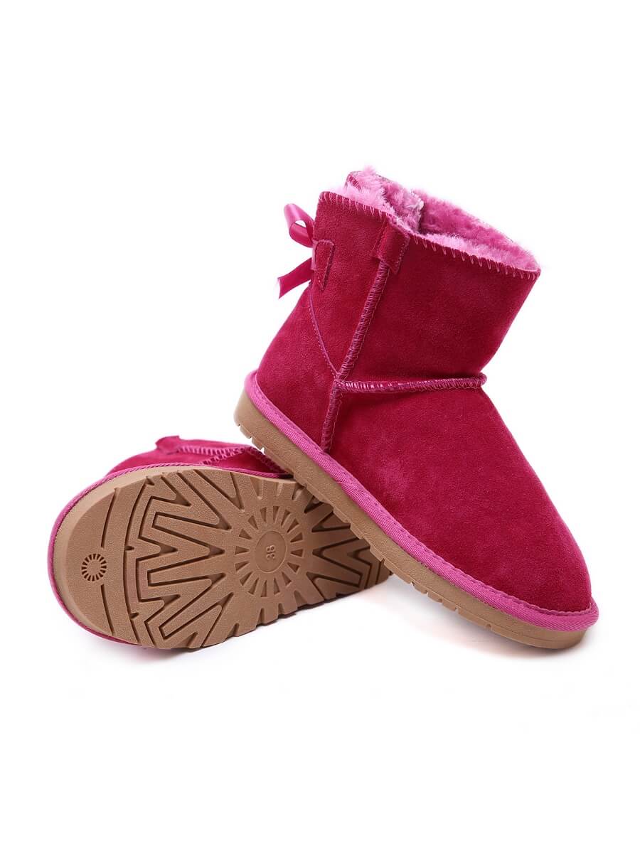 UGG Ribbon Bow Faux Fur-Lined Mini UGG Boots