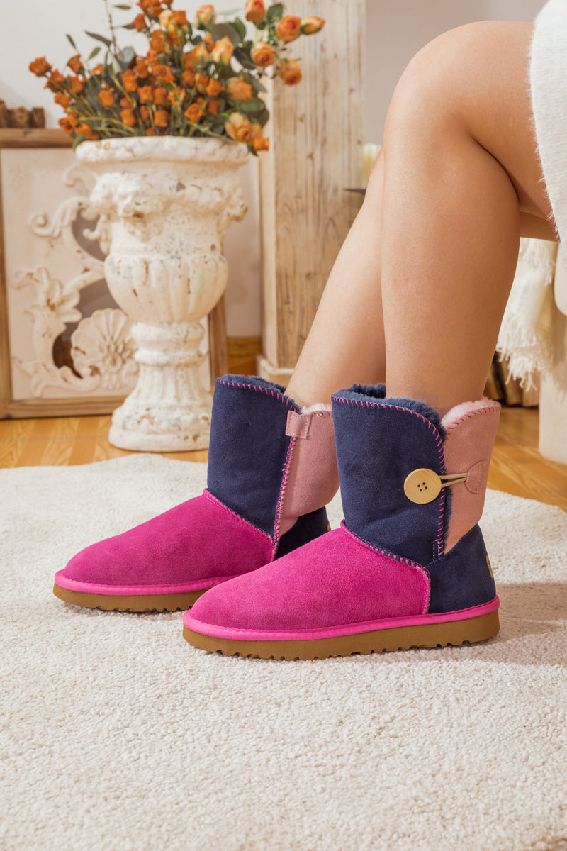 UGG Color Block Side Button Suede Boot - Fuchsia