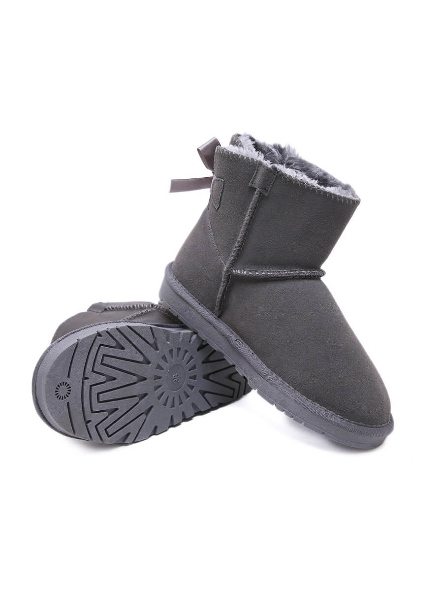 UGG Ribbon Bow Faux Fur-Lined Mini UGG Boots