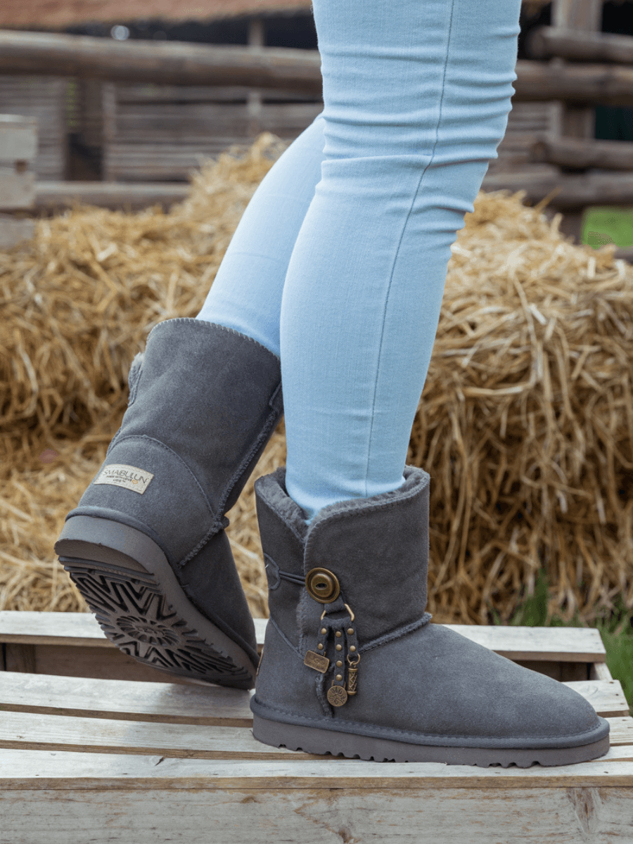 UGG Faux Fur-Lined Cooper Lock Tassel Boot - Grey