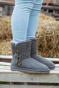 UGG Faux Fur-Lined Cooper Lock Tassel Boot - Grey