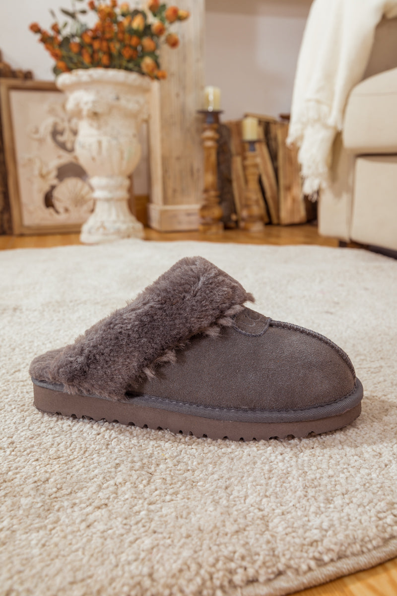 UGG Wool-Lined Suede Slipper - Grey
