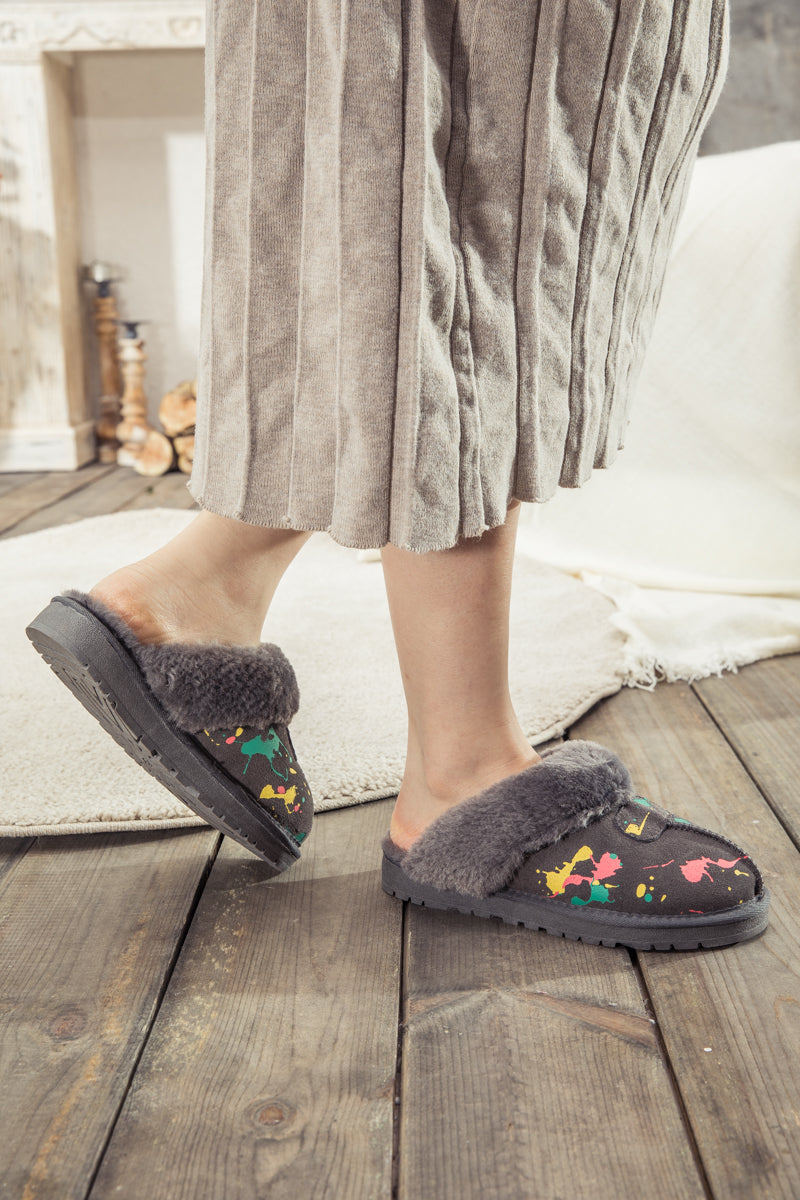 UGG Faux-Fur-Lined Suede Upper Slipper - Grey