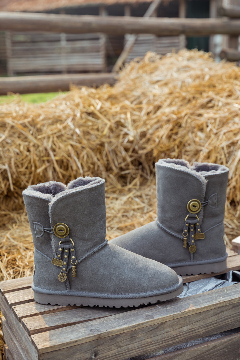 UGG Faux Fur-Lined Cooper Lock Tassel Boot - Grey