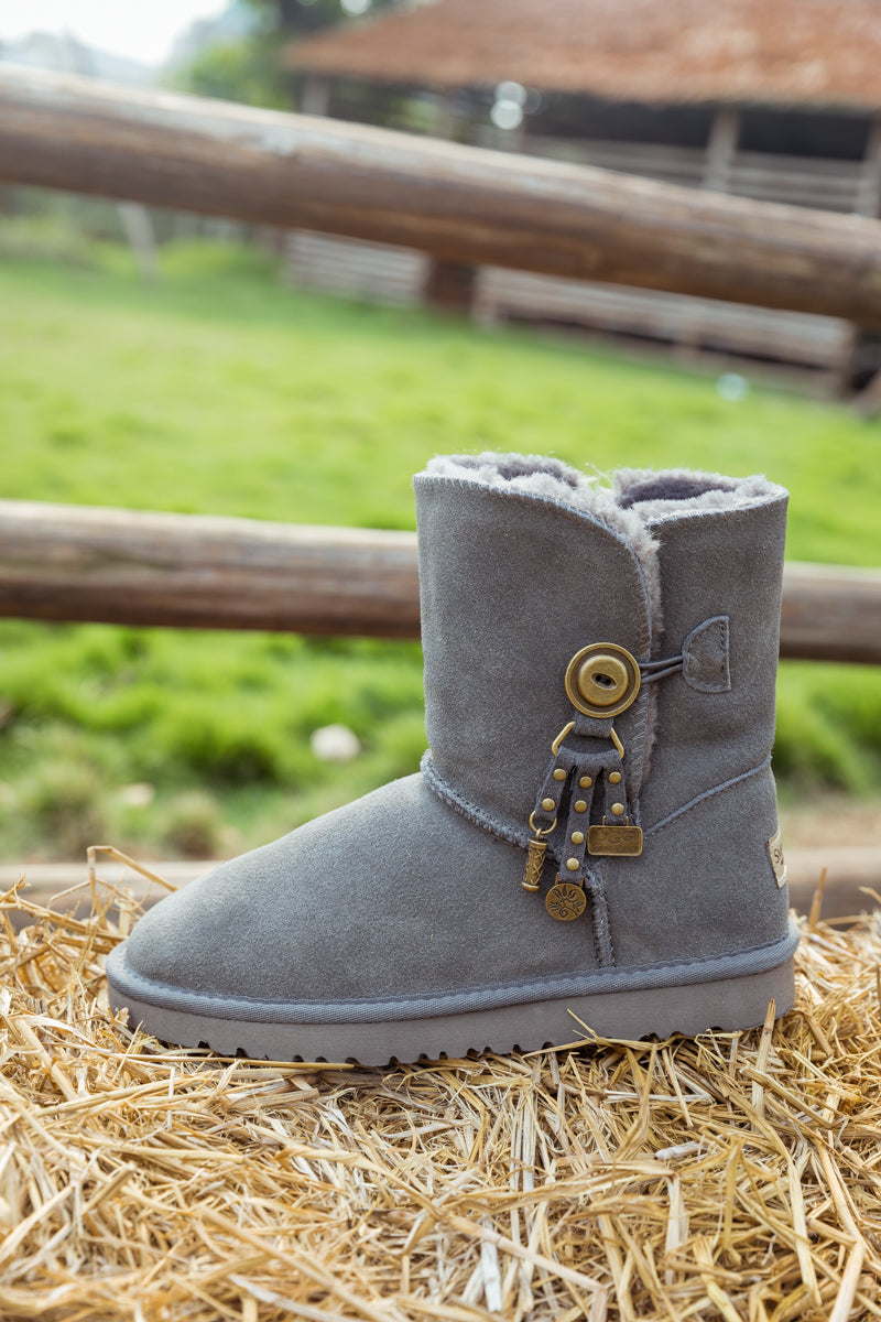 UGG Faux Fur-Lined Cooper Lock Tassel Boot - Grey