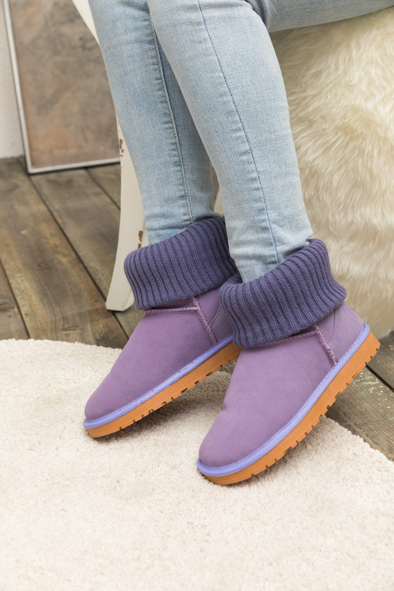 UGG Ankle Knit Stocking Mini Boots - Lavender