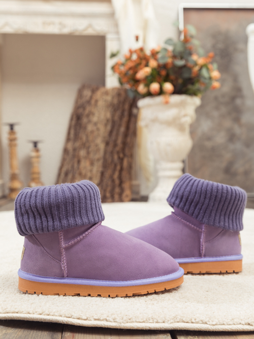 UGG Ankle Knit Stocking Mini Boots - Lavender
