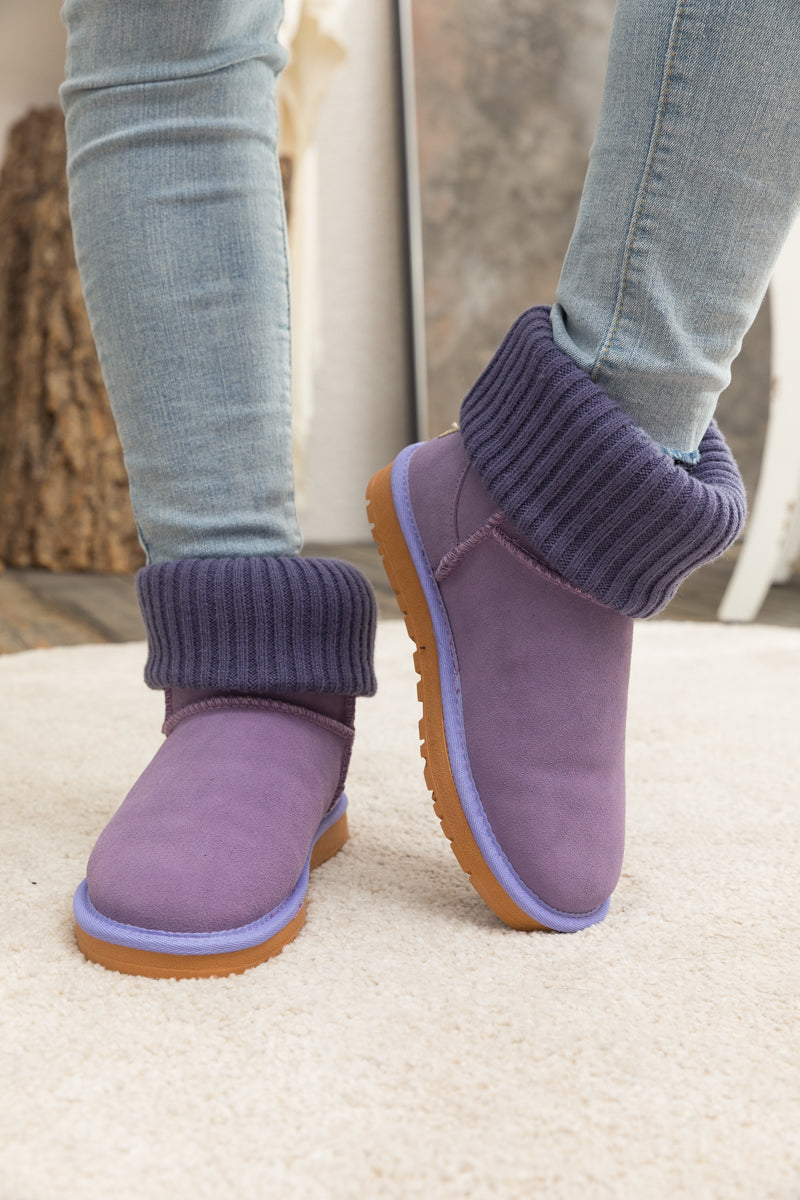UGG Ankle Knit Stocking Mini Boots - Lavender