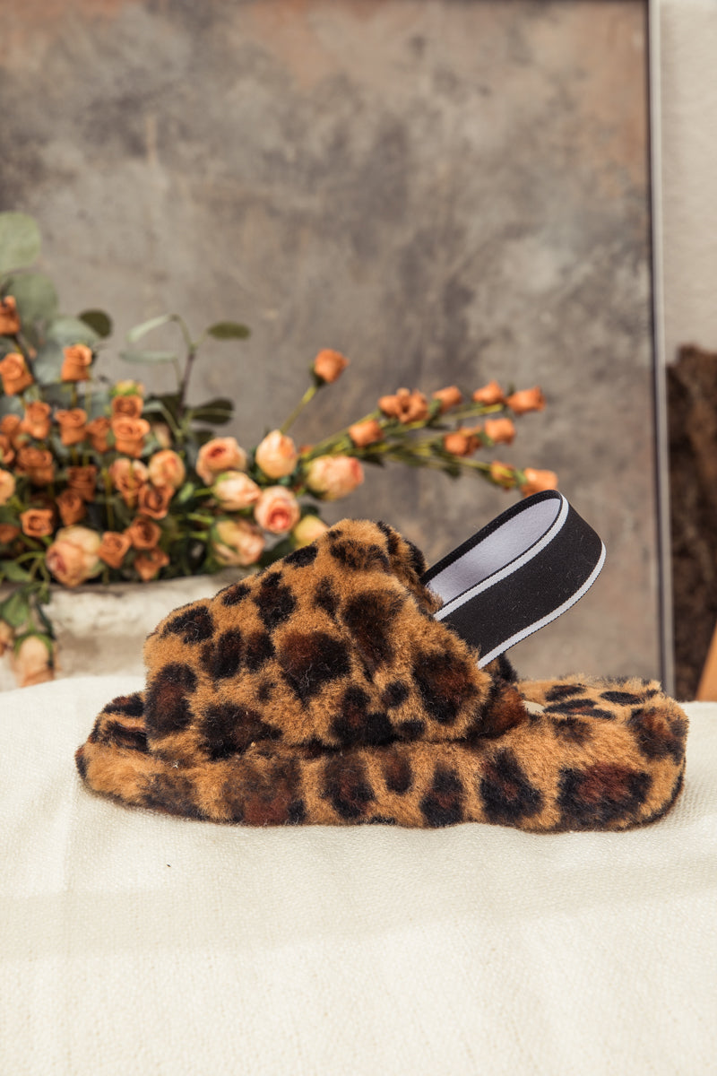 UGG Fluffy Soft Wool Snug Slipper Sandals - Leopard