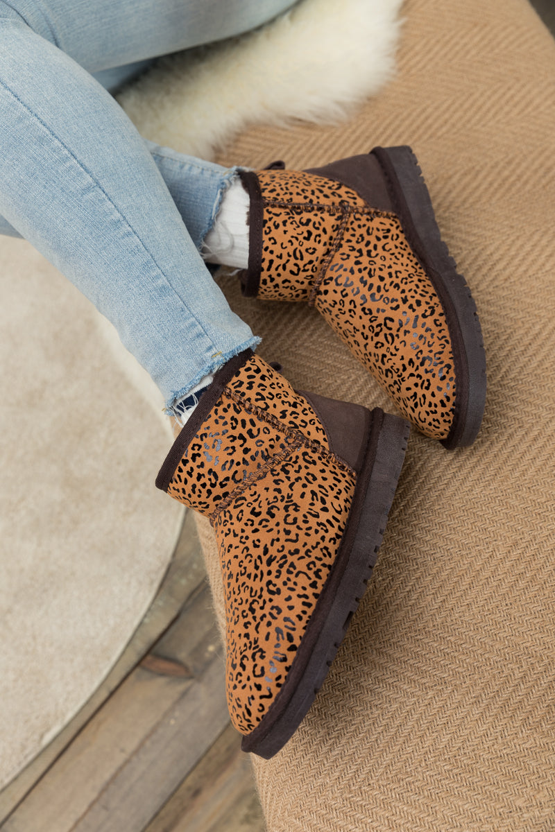 UGG Faux Fur-Lined Leather Suede Low Boots