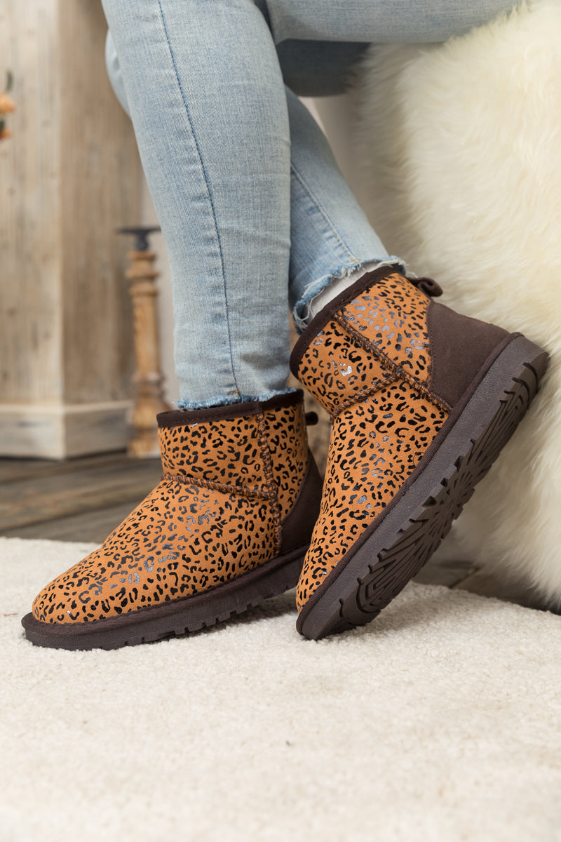 UGG Faux Fur-Lined Leather Suede Low Boots