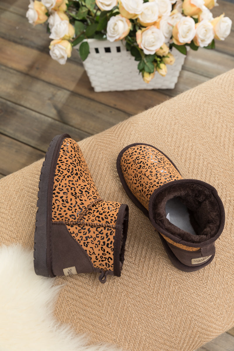 UGG Faux Fur-Lined Leather Suede Low Boots