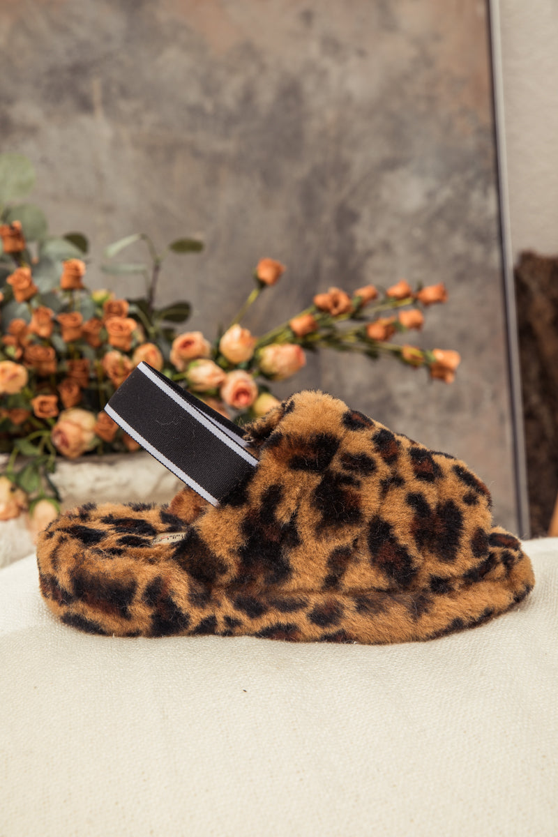 UGG Fluffy Soft Wool Snug Slipper Sandals - Leopard