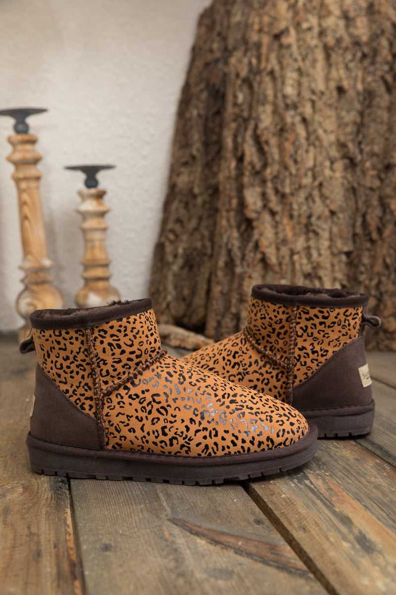 UGG Faux Fur-Lined Leather Suede Low Boots