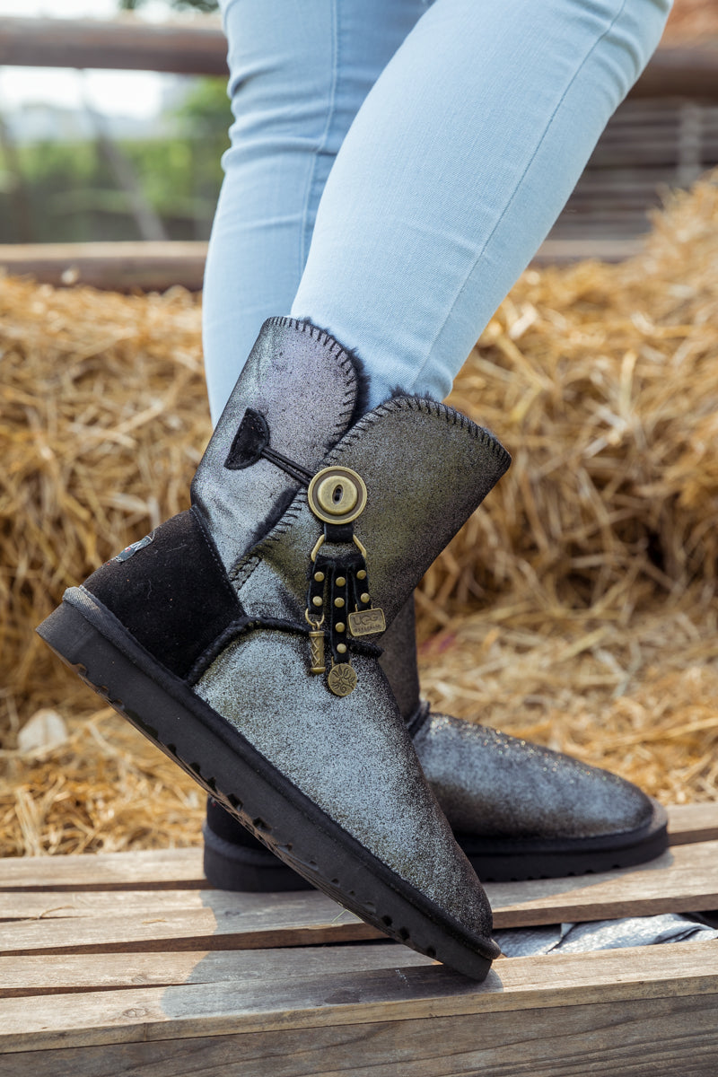 UGG Faux Fur-Lined Cooper Lock Tassel Boot - Black